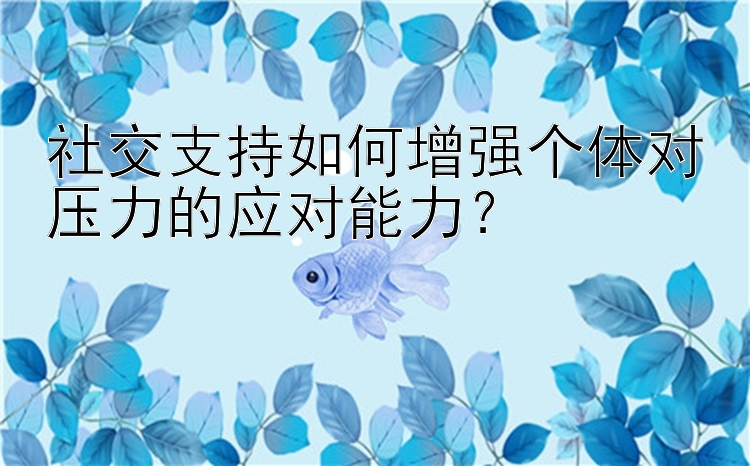 社交支持如何增强个体对压力的应对能力？