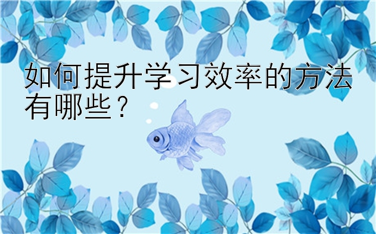 如何提升学习效率的方法有哪些？