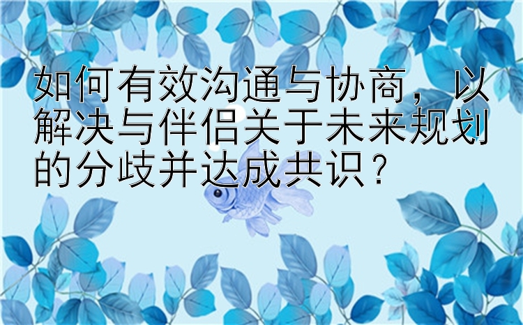 如何有效沟通与协商，以解决与伴侣关于未来规划的分歧并达成共识？