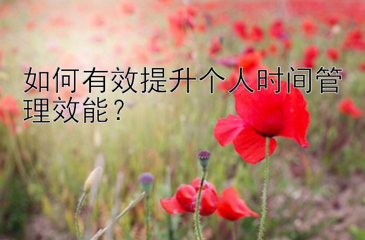 如何有效提升个人时间管理效能？