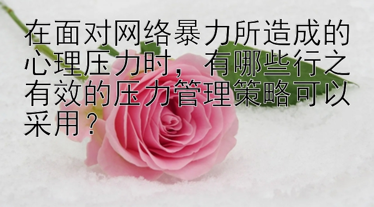 在面对网络暴力所造成的心理压力时，有哪些行之有效的压力管理策略可以采用？